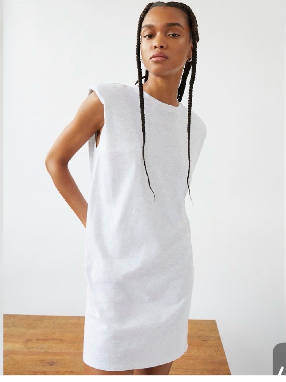 Aritzia Babaton Classic White TShirt Dress with shoulder pads